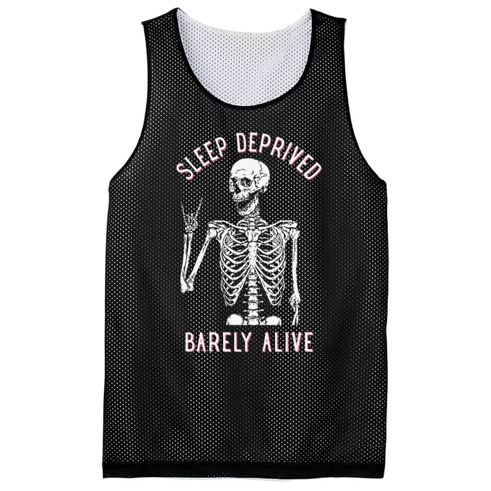 Alsleep Deprived Barely Ive Funny Skeleton Halloween Mesh Reversible Basketball Jersey Tank