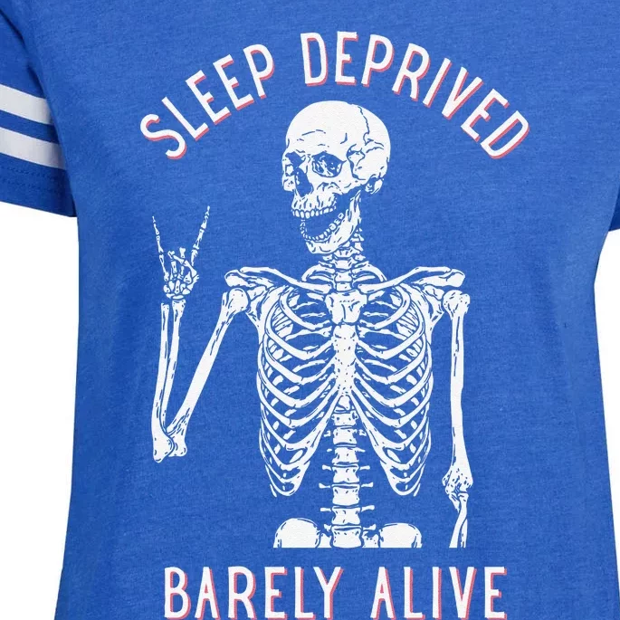 Alsleep Deprived Barely Ive Funny Skeleton Halloween Enza Ladies Jersey Football T-Shirt