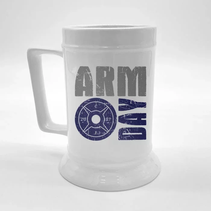 Arm Day Bicep And Tricep Gym Rat Great Gift Front & Back Beer Stein