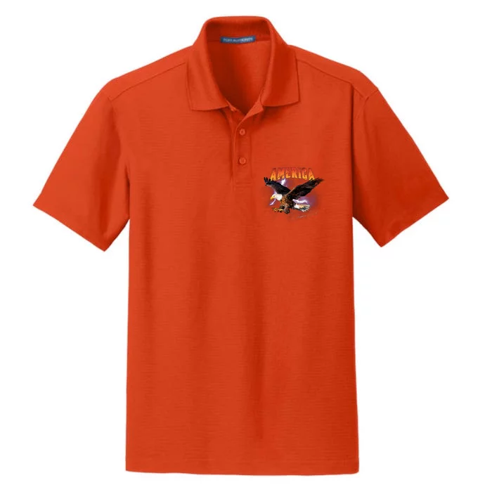 American Dreamer Bald Eagle In Action Dry Zone Grid Performance Polo