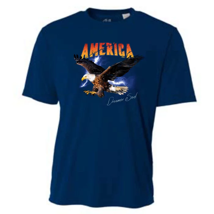 American Dreamer Bald Eagle In Action Cooling Performance Crew T-Shirt