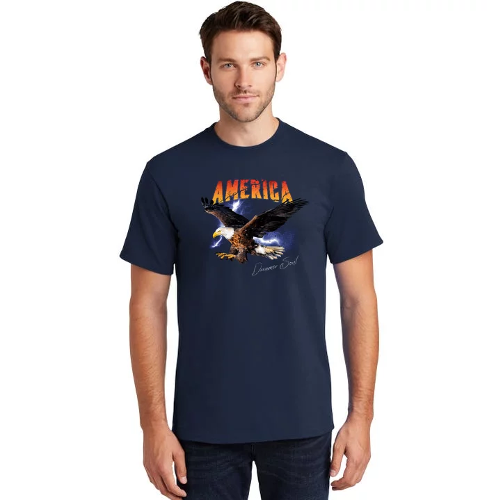 American Dreamer Bald Eagle In Action Tall T-Shirt