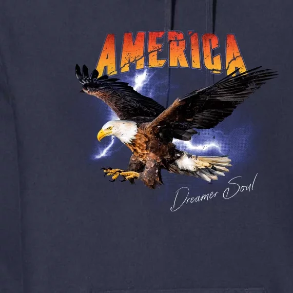 American Dreamer Bald Eagle In Action Premium Hoodie