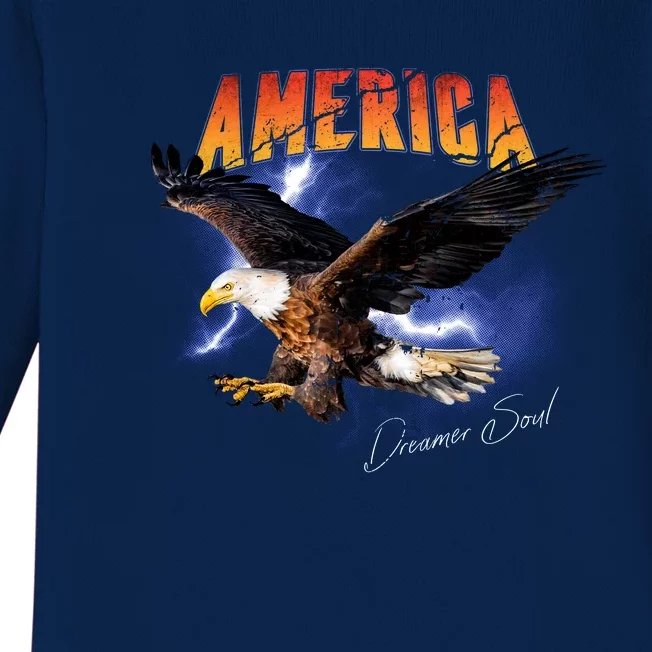 American Dreamer Bald Eagle In Action Baby Long Sleeve Bodysuit