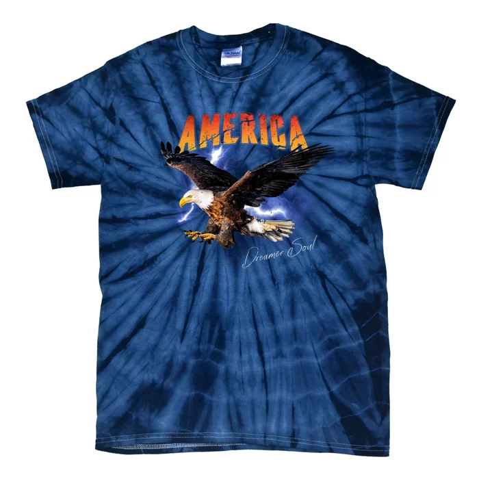 American Dreamer Bald Eagle In Action Tie-Dye T-Shirt