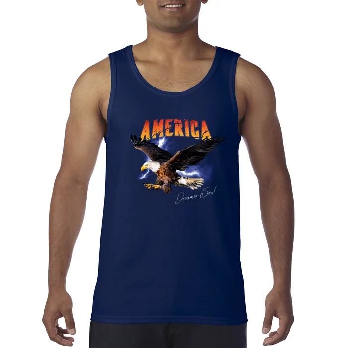 American Dreamer Bald Eagle In Action Tank Top