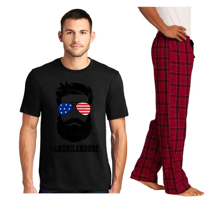 American Dude Bearded Guy Patriotic Retro Vintage Gift Pajama Set