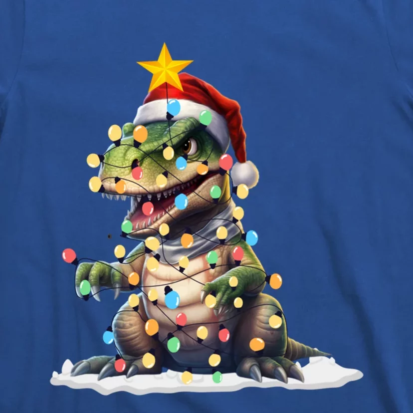 Awesome Dinosaur Christmas Trex Tree Sweater Xmas Lights Gift T-Shirt