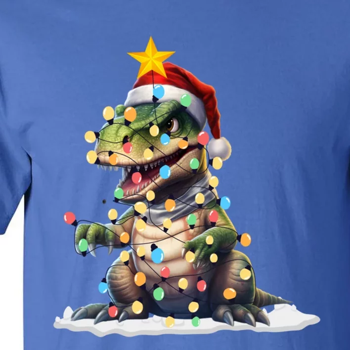 Awesome Dinosaur Christmas Trex Tree Sweater Xmas Lights Gift Tall T-Shirt