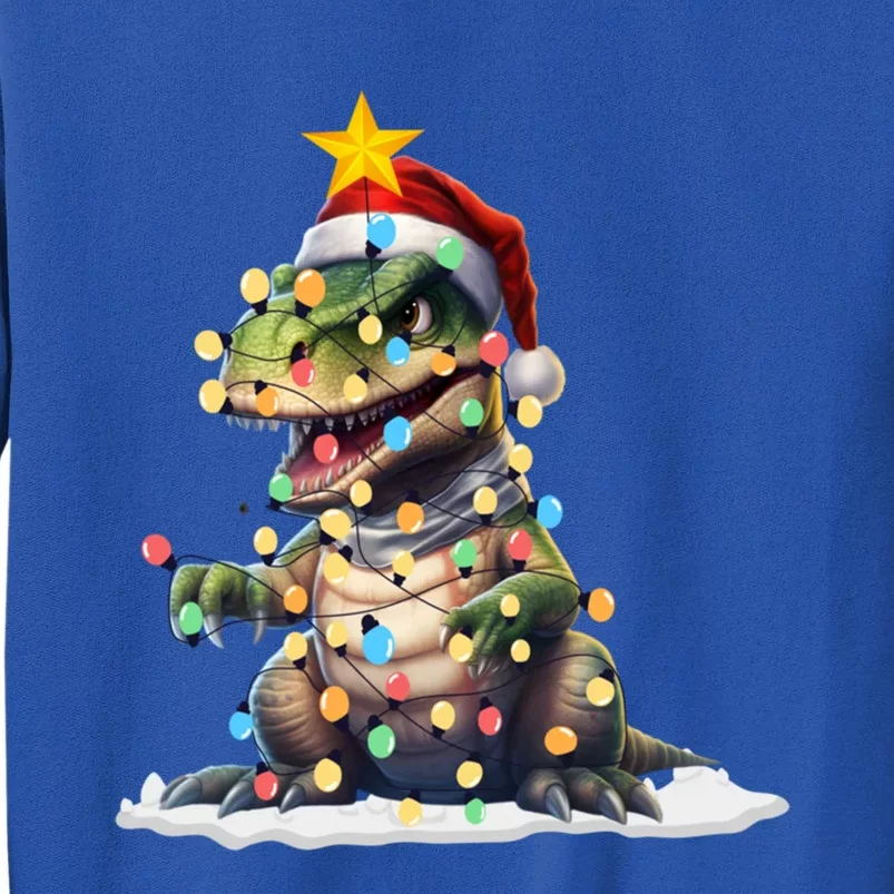 Awesome Dinosaur Christmas Trex Tree Sweater Xmas Lights Gift Tall Sweatshirt