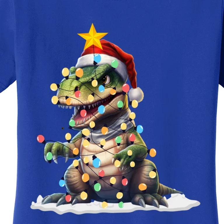 Awesome Dinosaur Christmas Trex Tree Sweater Xmas Lights Gift Women's T-Shirt