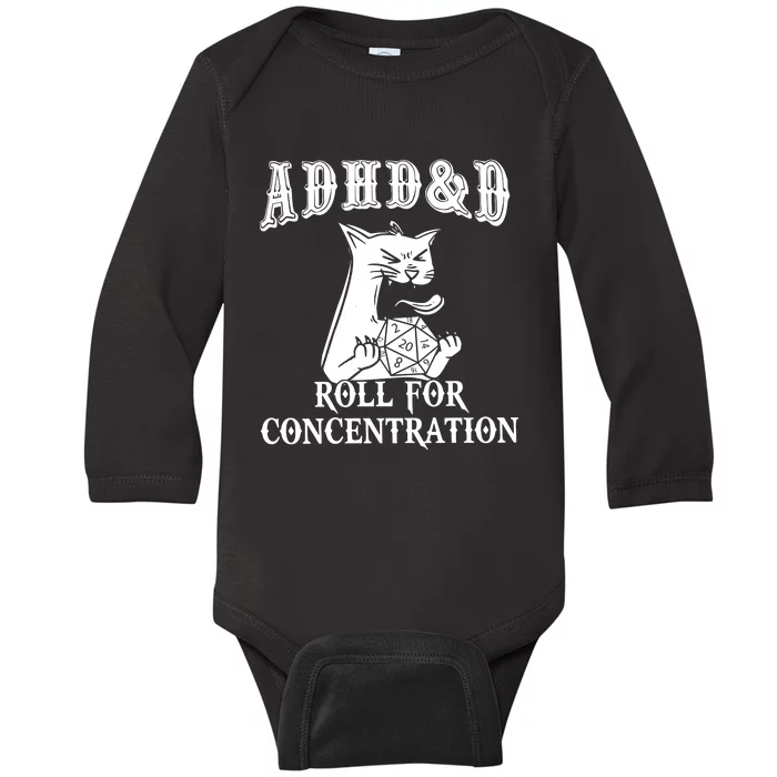 Adhd Dnd Cat Baby Long Sleeve Bodysuit