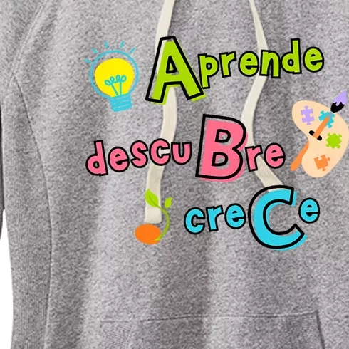 Aprende Descubre Crece Positive Back To School Abc Message Women's Fleece Hoodie