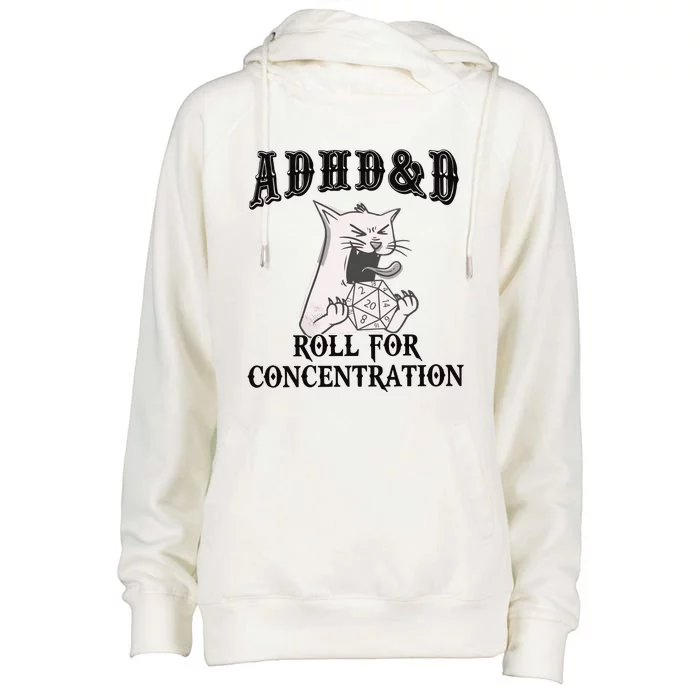 ADHD DnD Cat Womens Funnel Neck Pullover Hood