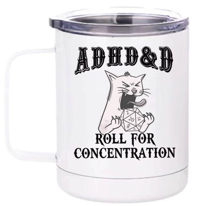 ADHD DnD Cat Front & Back 12oz Stainless Steel Tumbler Cup