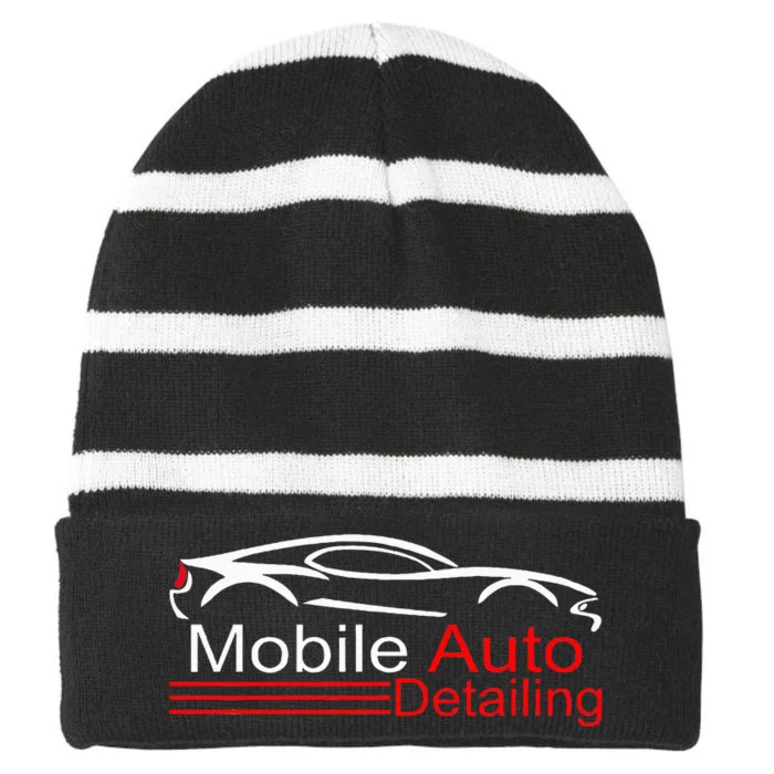 Auto Detailing Car Detailer Mobile Detailing Matching Striped Beanie with Solid Band