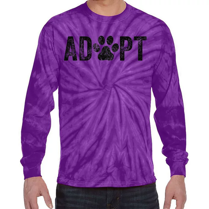 Adopt Dog Cat Pet Rescue Animal Adoption Funny Vintage Retro Tie-Dye Long Sleeve Shirt