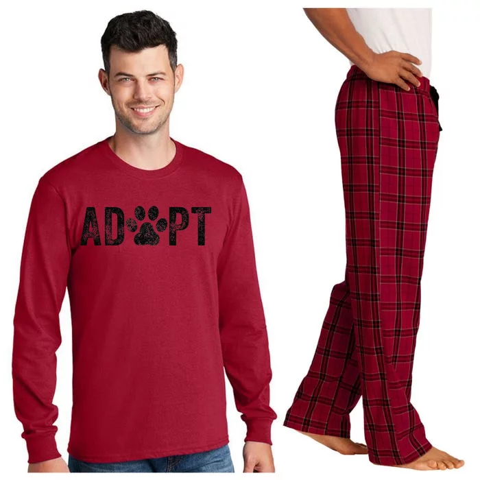 Adopt Dog Cat Pet Rescue Animal Adoption Funny Vintage Retro Long Sleeve Pajama Set