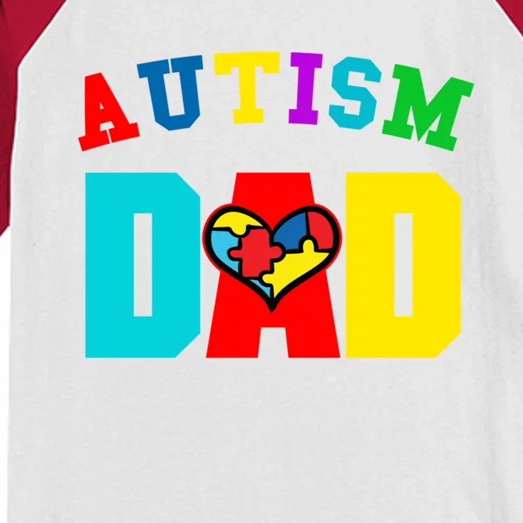 Autism Dad Cool Gift Dad Autism Awareness Meaningful Gift Kids Colorblock Raglan Jersey