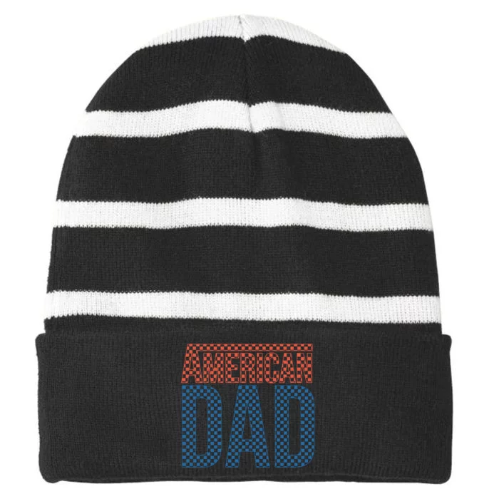 American Dad Checkered Striped Beanie with Solid Band