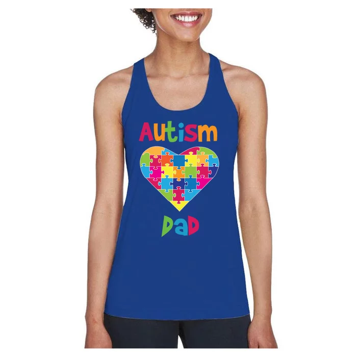 Autism Dad Cute Gift Autism Awareness Cute Gift Proud Parent Father Cute Gift Women's Racerback Tank