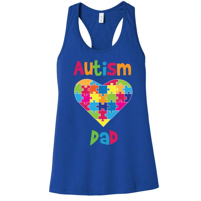 Autism Dad Cute Gift Autism Awareness Cute Gift Proud Parent Father Cute Gift Women's Racerback Tank