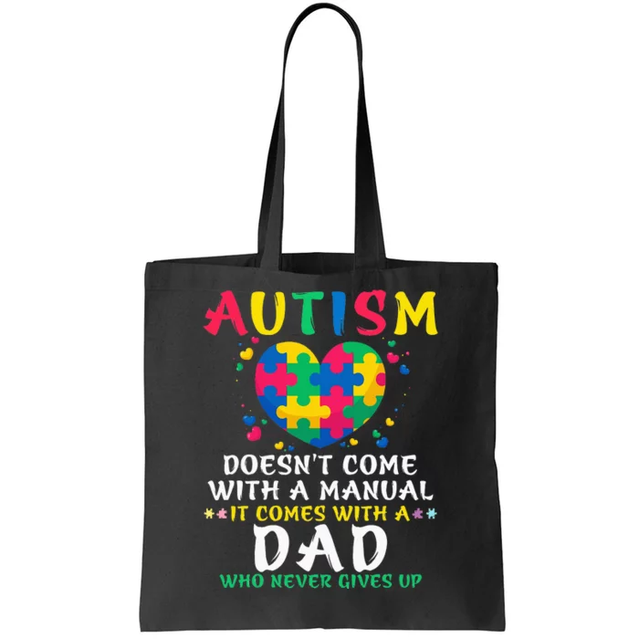 Autism Doesn’t Come With Manual Dad Autism Awareness Puzzle Tote Bag