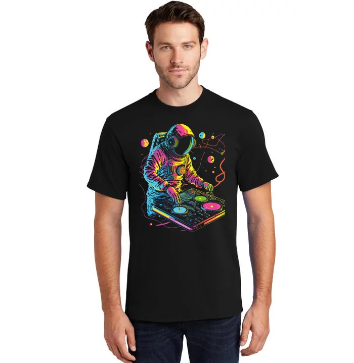 Astronaut Dj Djing In Space Edm Cool Graphic Tall T-Shirt