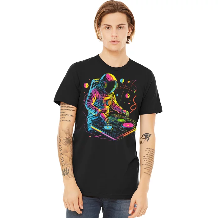 Astronaut Dj Djing In Space Edm Cool Graphic Premium T-Shirt