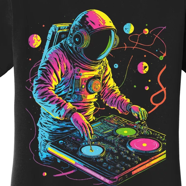 Astronaut Dj Djing In Space Edm Cool Graphic Women's T-Shirt