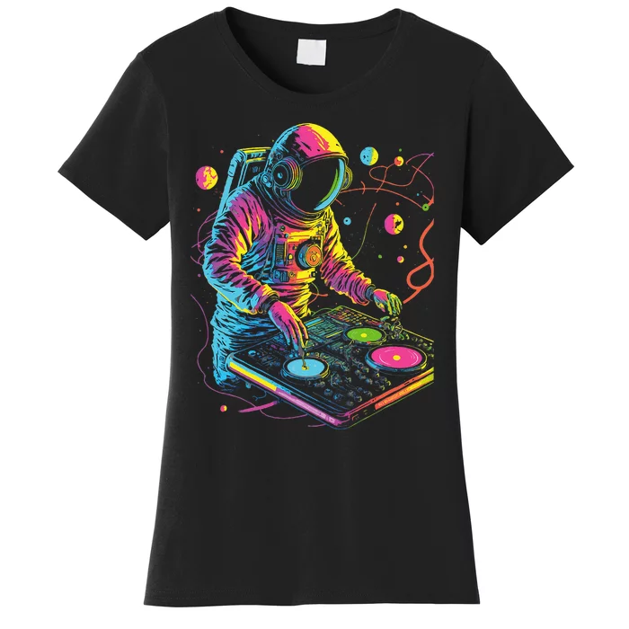 Astronaut Dj Djing In Space Edm Cool Graphic Women's T-Shirt