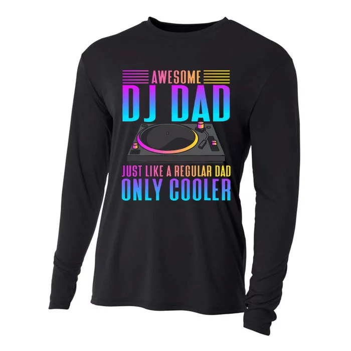 Awesome Dj Dad Funny Dj Music Cooling Performance Long Sleeve Crew