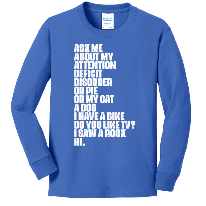 Attention Deficit Disorder Dyslexia Aspergers Spectrum Gift Kids Long Sleeve Shirt