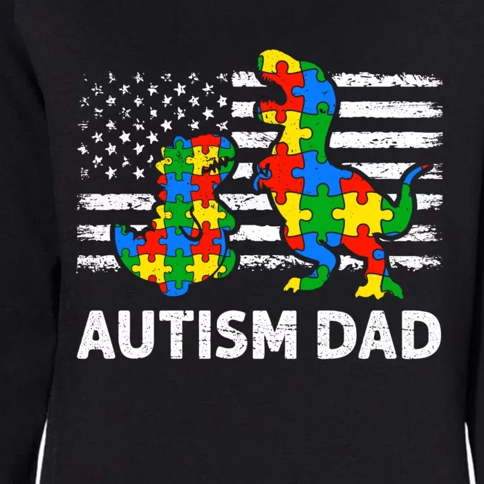 Autism Dad Dinosaur Lovers Usa Flag Rex Autism Awareness Funny Gift Womens California Wash Sweatshirt