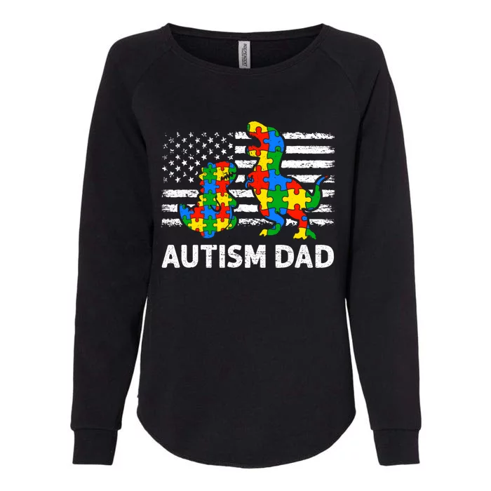 Autism Dad Dinosaur Lovers Usa Flag Rex Autism Awareness Funny Gift Womens California Wash Sweatshirt