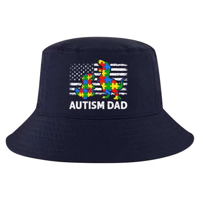 Autism Dad Dinosaur Lovers Usa Flag Rex Autism Awareness Funny Gift Cool Comfort Performance Bucket Hat