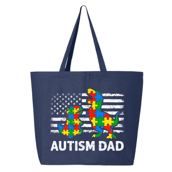 Autism Dad Dinosaur Lovers Usa Flag Rex Autism Awareness Funny Gift 25L Jumbo Tote