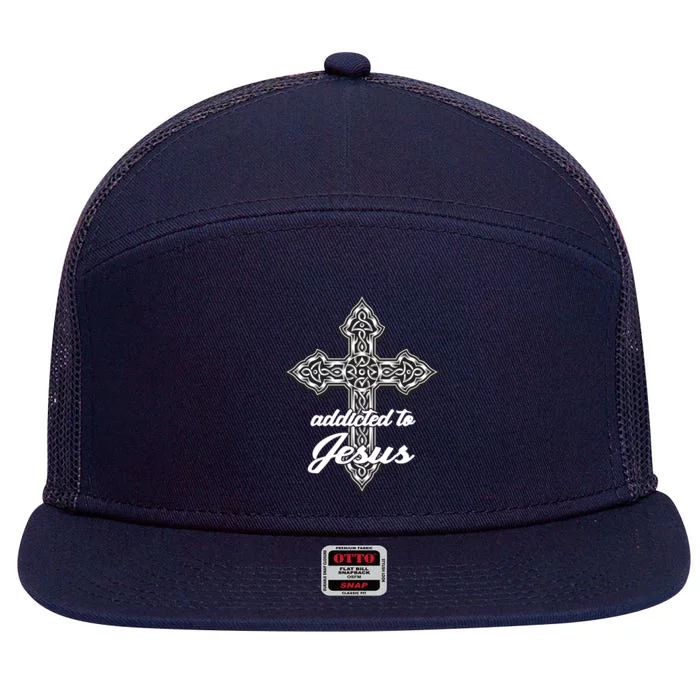 Addicted To Jesus 7 Panel Mesh Trucker Snapback Hat