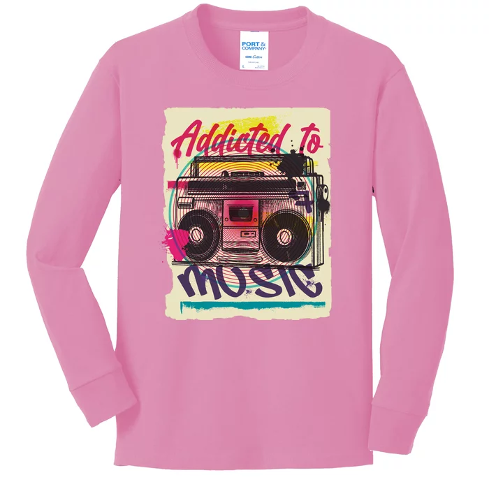 Addicted To Music Kids Long Sleeve Shirt