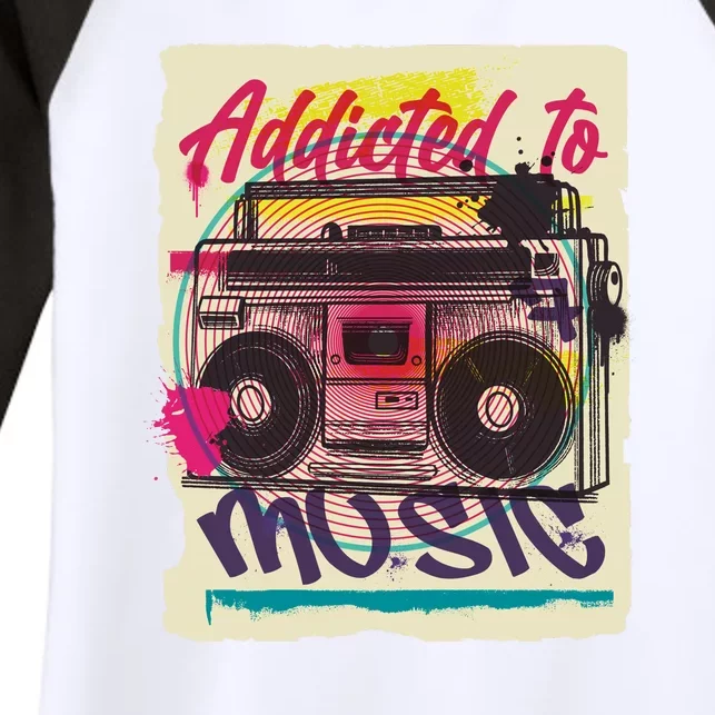 Addicted To Music Women's Tri-Blend 3/4-Sleeve Raglan Shirt