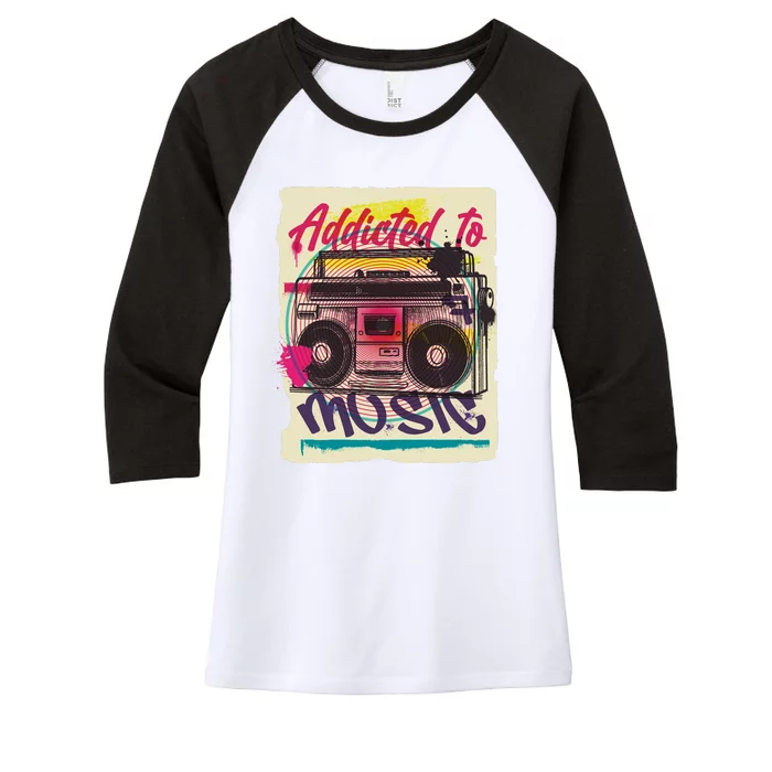 Addicted To Music Women's Tri-Blend 3/4-Sleeve Raglan Shirt