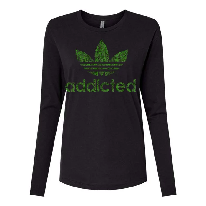 Addicted Weed Logo Womens Cotton Relaxed Long Sleeve T-Shirt