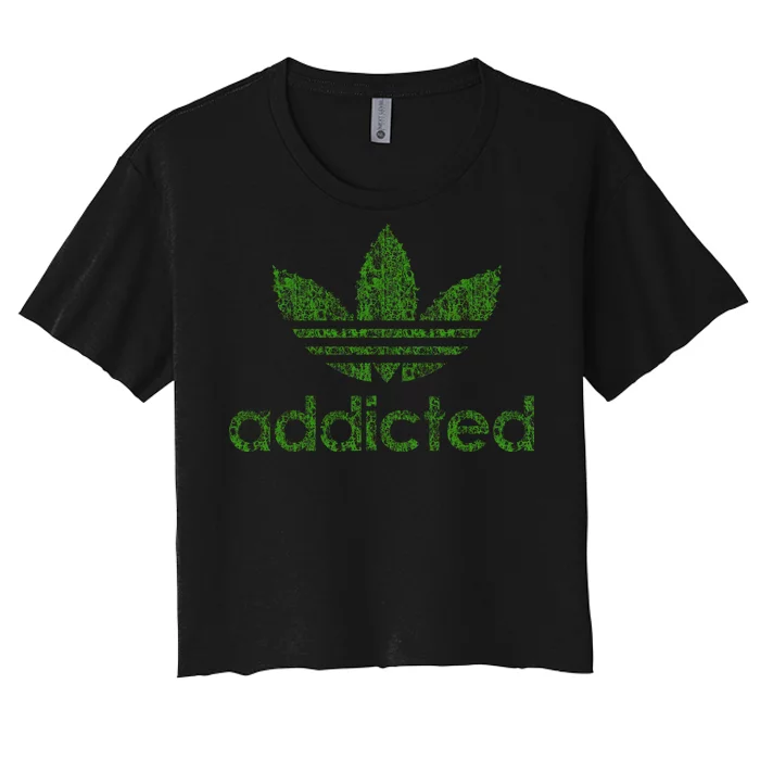 Addicted Weed Logo Women's Crop Top Tee