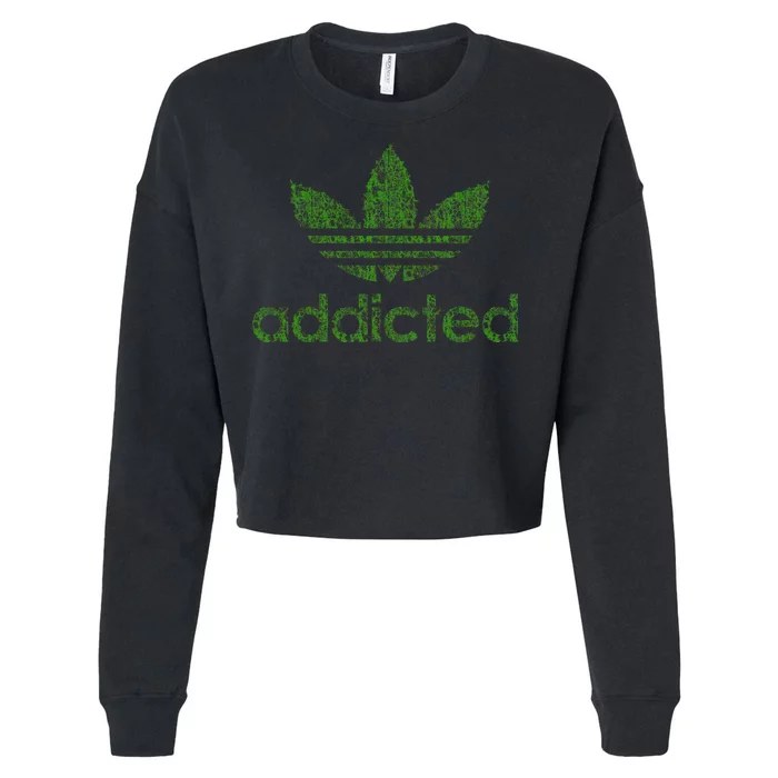 Addicted Weed Logo Cropped Pullover Crew