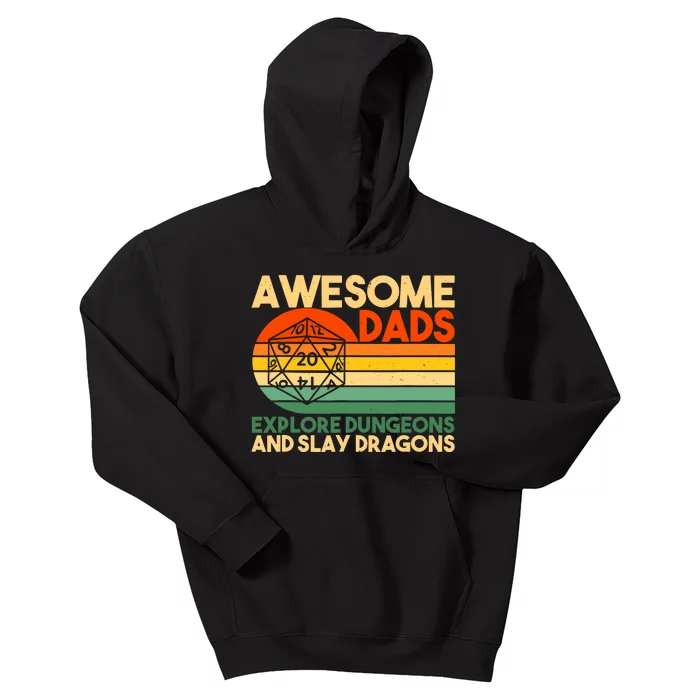 Awesome Dads Explore Dungeon And Slay Dragons Retro Vintage Kids Hoodie