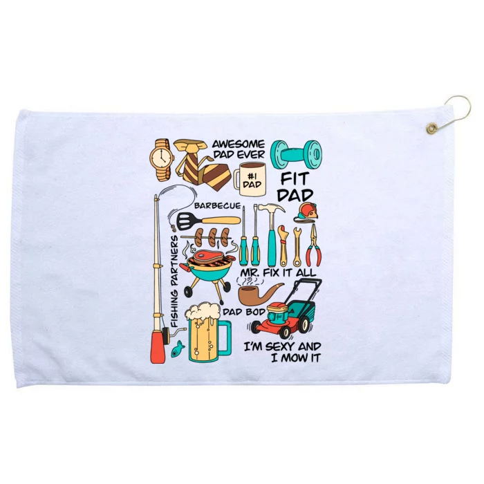 Awesome Dad Ever Fishing Partners Grommeted Golf Towel