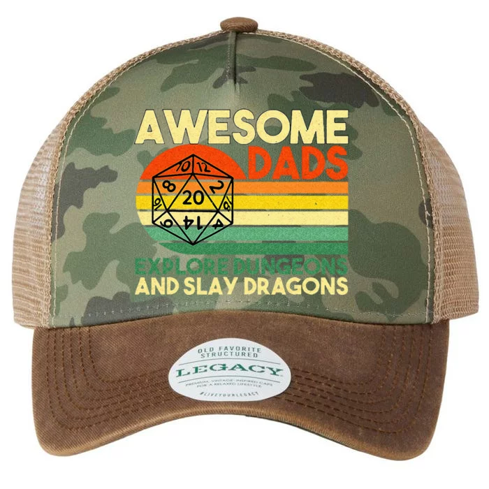 Awesome Dads Explore Dungeons DM RPG Dice Dragon Legacy Tie Dye Trucker Hat