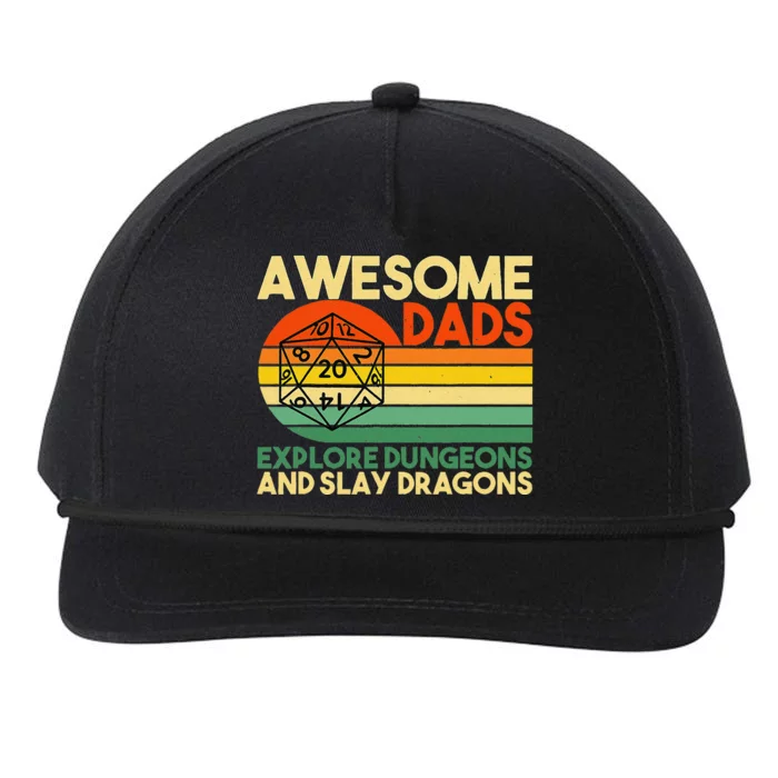 Awesome Dads Explore Dungeons Dm Rpg Dice Dragon Snapback Five-Panel Rope Hat