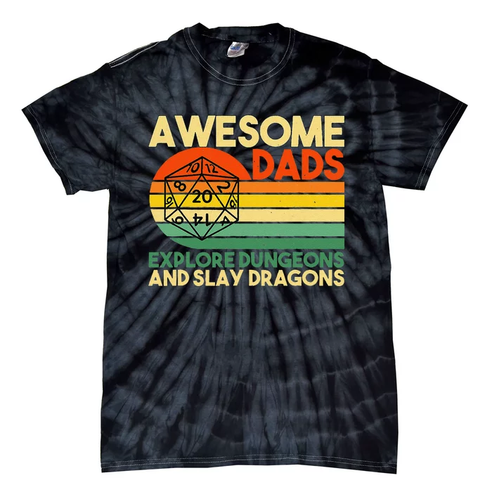 Awesome Dads Explore Dungeons Dm Rpg Dice Dragon Tie-Dye T-Shirt