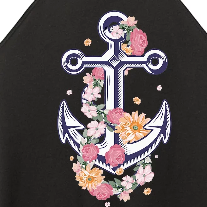 Anchor Design For Anker Ship Lover Flowery Women’s Perfect Tri Rocker Tank